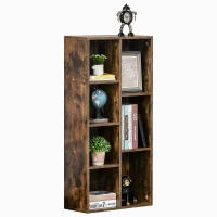 HOMCOM Seven-Cube Bookcase - Rustic Brown Wood Effect(m-7)