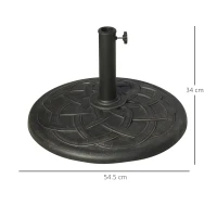 Outsunny 19KG Resin Umbrella Base Garden Parasol Base Stand Round Sun Shade Holder Suitable For Pole Between Φ38mm to Φ48mm(m-3)