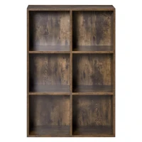 HOMCOM Six-Cube Bookcase - Rustic Brown Wood Effect(m-11)