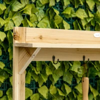 Outsunny Garden Potting Bench Table, Wooden Workstation Bench w/ Galvanized Metal Tabletop, Storage Shelves and Hooks, Natural(m-8)