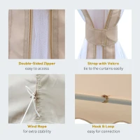 Outsunny Pavilion de Grădină din Poliester,Bej, 3.65x3.65m(m-5)