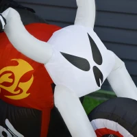 HOMCOM 1.8m Giant Inflatable Grim Reaper Motorcycle Halloween Decoration Ghost Flaming with LED Outdoor Air Blown Holiday Décor(m-9)