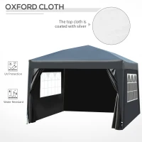 Outsunny 3 x 3 m Garden Pop Up Gazebo, Wedding Party Tent Marquee, Water Resistant Awning Canopy with Sidewalls, Windows, Carry Bag, Black(m-6)