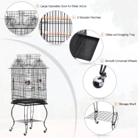 Pawhut Metal Bird Cage 51x51x135 cm-Black(m-5)