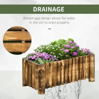 Outsunny 52L Raised Flower Bed Wooden Rectangualr Planter Container Box Herb Pot Flower Pot 78L x 35W x 30H (cm)(m-5)