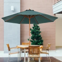 Outsunny umbrela de gradina, suport lemn, 270x250 cm, verde(m-7)