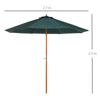 Outsunny umbrela de gradina, suport lemn, 270x250 cm, verde(m-3)