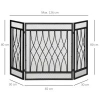 HOMCOM 126cm 3-Panel Metal Folding Fireplace Screen Heat Flame Protective Guard Child Pet Home Spark Barrier Surround w/ Mesh Pattern(m-3)