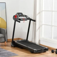 HOMCOM Cinta de Correr Cinta Estática de Correr Plegable Velocidad hasta 12,8 km/h con 12 Programas Superficie Grande 122x40 cm Pantalla LED Portabotellas Ritmo Cardiaco y Ruedas 142x66x127 cm Negro(m-2)