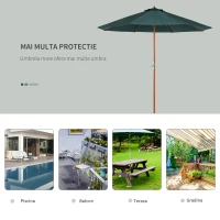 Outsunny umbrela de gradina, suport lemn, 270x250 cm, verde(m-6)
