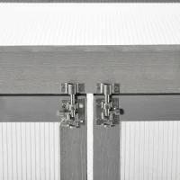 Outsunny 3-tier Cold Frame with Openable Top Cover and Double Doors, Garden Wooden Greenhouse with Storage Shelf, Polycarbonate Grow House for Plants, Flowers, Dark Grey(m-9)