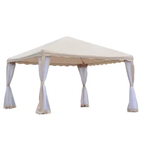 Outsunny Pavilion de Grădină din Poliester,Bej, 3.65x3.65m(m-1)