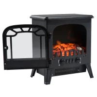 HOMCOM Camino Elettrico con Effetto Fiamma Regolabile Potenza 925W/1850W, 36 x 25.5 x 41.5cm, Nero(m-10)