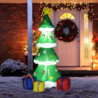 HOMCOM 6ft Tall Inflatable Christmas Tree with Star and Multicolour Gift Boxes Huge Lighted Outdoor Decoration with 3 Built-in LED Lights Xmas Inflatables Toy in Yard Lawn Garden(m-10)