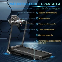 HOMCOM Cinta de Correr Cinta Estática de Correr Plegable Velocidad hasta 12,8 km/h con 12 Programas Superficie Grande 122x40 cm Pantalla LED Portabotellas Ritmo Cardiaco y Ruedas 142x66x127 cm Negro(m-6)