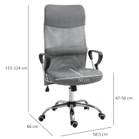 Vinsetto Bürostuhl, Gamingstuhl, Stuhl mit Rollen, Ergonomischer Drehstuhl, Sitzhöhenverstellung , Schaumstoff, Leinen, Grau, 58,5  x 66  x 115-124  cm(m-3)