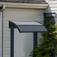 Outsunny Door Canopy Awning Outdoor Window Rain Shelter Cover for Front/Back Door Porch Black 100 x 75cm(m-7)