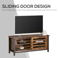 HOMCOM Industrial TV Stand for TVs up to 50 Inches, TV Cabinet with Sliding Doors, 4 Storage Shelves and Cable holes for Living Room Bedroom Hallway, Rustic Brown(m-6)