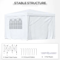 Outsunny 3 x 3 m Garden Pop Up Gazebo, Wedding Party Tent Marquee, Water Resistant Awning Canopy with Sidewalls, Windows, Carry Bag, White(m-8)