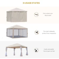 Outsunny Pavilion de Grădină din Poliester,Bej, 3.65x3.65m(m-6)