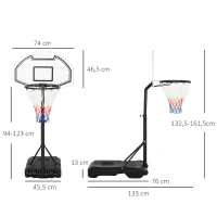 HOMCOM Portable Basketball Stand 94-123cm Basket Height Adjustable Hoop For Adults Suitable for Pool Side(m-3)