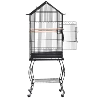 Pawhut Metal Bird Cage 51x51x135 cm-Black(m-9)