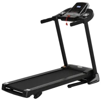 HOMCOM Cinta de Correr Cinta Estática de Correr Plegable Velocidad hasta 12,8 km/h con 12 Programas Superficie Grande 122x40 cm Pantalla LED Portabotellas Ritmo Cardiaco y Ruedas 142x66x127 cm Negro(m-11)