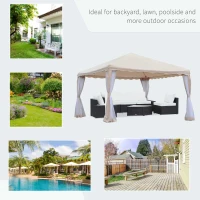 Outsunny Pavilion de Grădină din Poliester,Bej, 3.65x3.65m(m-4)