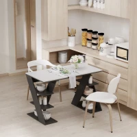 HOMCOM Study Desks with Storage, 120x60x75.5cm Laptop Workstation with 6 Open Shelves White and Black(m-11)