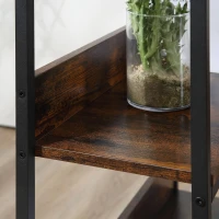 HOMCOM Storage Computer Desk Metal Frame 4-Tier Storage Desk Brown/Black(m-7)