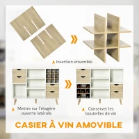 HOMCOM Buffet design scandinave 4 tiroirs 4 niches range bouteilles(m-5)