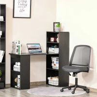 HOMCOM 120cm Modern Computer Desk Bookshelf Writing Table Workstation 6 Shelves - Black(m-2)