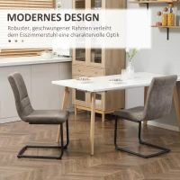 HOMCOM eetkamerstoel, set van 2 accentstoelen, keukenstoelen, gestoffeerde microvezelstof, woonkamerstoel voor eetkamer, retro design, staalbruin, 42 x 64 x 90 cm(m-4)