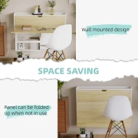 HOMCOM Birou suspendat, pliabil cu compartimente de depozitare pentru spatii mici, alb(m-4)