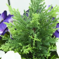 Outsunny Small Artificial Plants, 2 Pieces Artificial Phalaenopsis Decorative Plant with Straw Plaiting Pot, 45cm, White Purple(m-7)