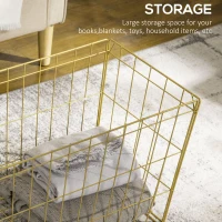 HOMCOM Nest of Tables, End Tables Set of 2 with Faux Marble Top and Wire Metal Frame, Nesting Coffee Tables for Living Room, White and Gold(m-5)
