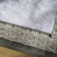 PawHut Wicker Dog House End Table Furniture, Rattan Pet Cat  Bed with Soft Cushion, Adjustable Feet, for X-Small Dogs 60 x 44 x 51.5 cm(m-9)