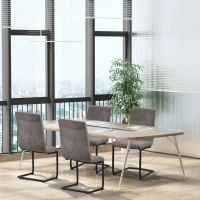 HOMCOM eetkamerstoel, set van 2 accentstoelen, keukenstoelen, gestoffeerde microvezelstof, woonkamerstoel voor eetkamer, retro design, staalbruin, 42 x 64 x 90 cm(m-10)