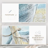 HOMCOM Hand-Painted Canvas Wall Art Blue Boat in the Beach, Wall Pictures for Living Room Bedroom Decor, 90 x 90 cm(m-4)