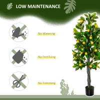 HOMCOM Artificial Lemon Tree Fake Decorative Fruits Plant in Nursery Pot for Indoor Decor(m-6)