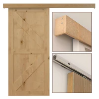 HOMCOM 6.5FT MDF Sliding Barn Door Track Kit Wood Tone(m-8)
