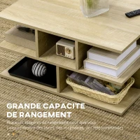 HOMCOM Table basse salon table basse carrée table de salon 2 niveaux avec espace de rangement 70 x 70 x 36,5 cm bois naturel(m-5)