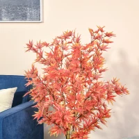 HOMCOM Artificial Realistic Red Maple Tree Faux Decorative Plant in Nursery Pot for Indoor Decor, 135cm(m-9)