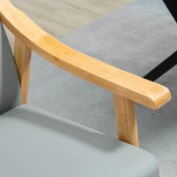 HOMCOM Poltrona de Estilo Nórdico com Encosto Alto Estofada em PU com Apoio para os Braços e Estrutura de Madeira 62x75x115cm Cinza e Madeira(m-9)
