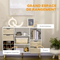 HOMCOM Buffet design scandinave 4 tiroirs 4 niches range bouteilles(m-4)