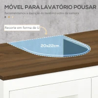 kleankin Móvel para Lavatório Pousar de Madeira com 2 Portas e Prateleira Ajustável Estilo Moderno 60x30x60cm Branco e Madeira(m-4)