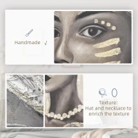 HOMCOM Hand-Painted Wall art of Woman in African Attire, 100 x 80cm(m-4)