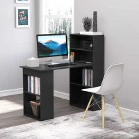 HOMCOM 120cm Modern Computer Desk Bookshelf Writing Table Workstation 6 Shelves - Black(m-11)