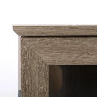 HOMCOM 100CD Media Cabinet with Glass Doors, 4-Tier CD Storage Unit, Modern Bookcase with Magnetic Design for Study, Brown(m-9)