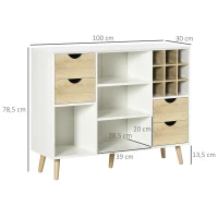 HOMCOM Buffet design scandinave 4 tiroirs 4 niches range bouteilles(m-3)
